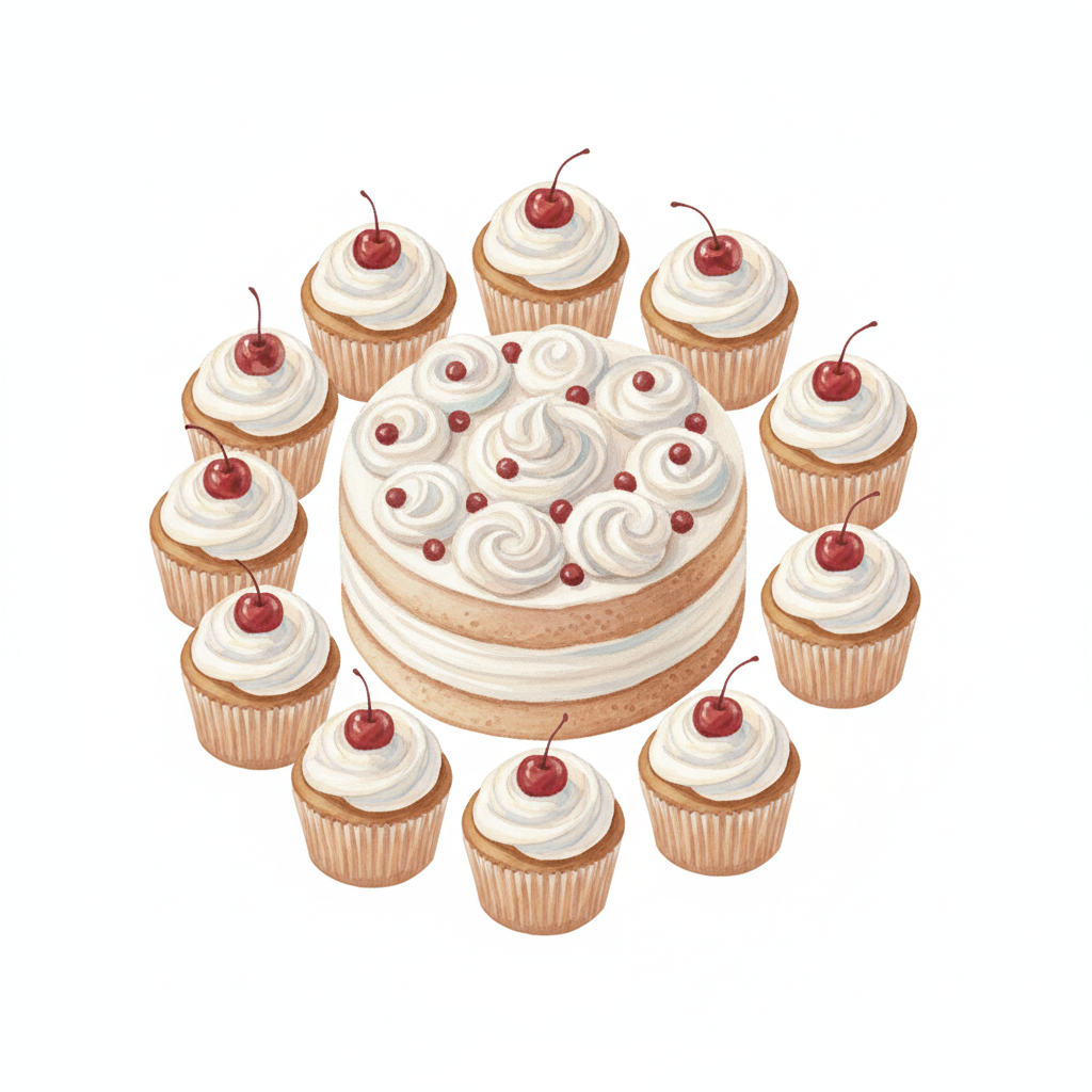 Celebration Cake 8 in., Single layer or Cupcake 12 ct.