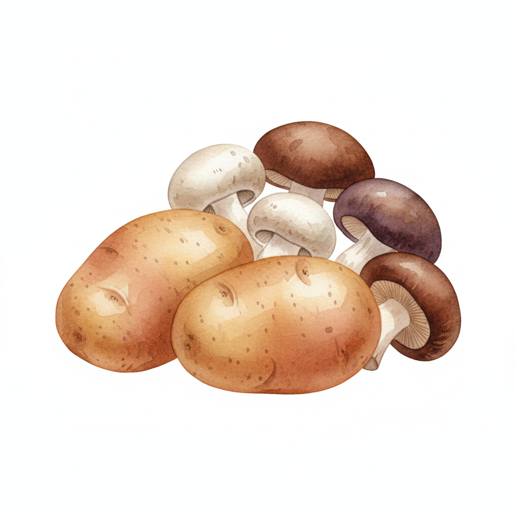 Russet Potatoes Sold in 10 Lbs. Bag, Mushrooms Cello 8 Oz.