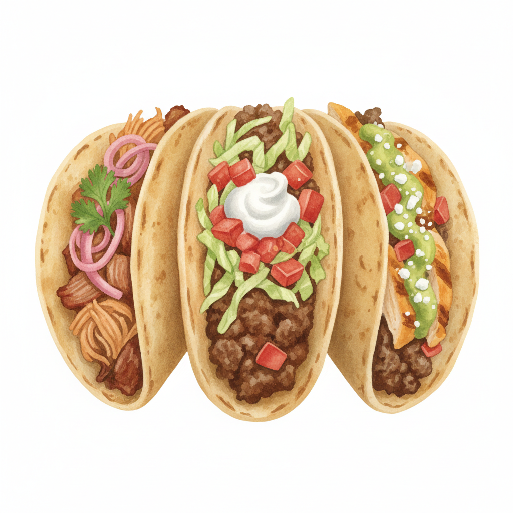 Taco Trio Beef, Pork, Chicken